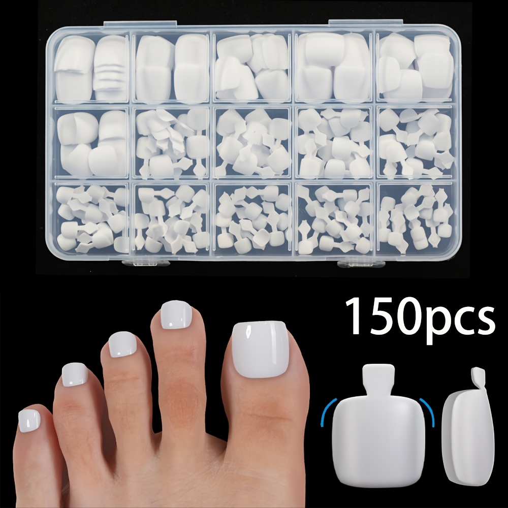 TEMU 150/300pcs Square/round Press-on Toenail Stickers, 15 Sizes Available, Full-coverage Removable False Nail Stickers, Suitable For Women's Diy And