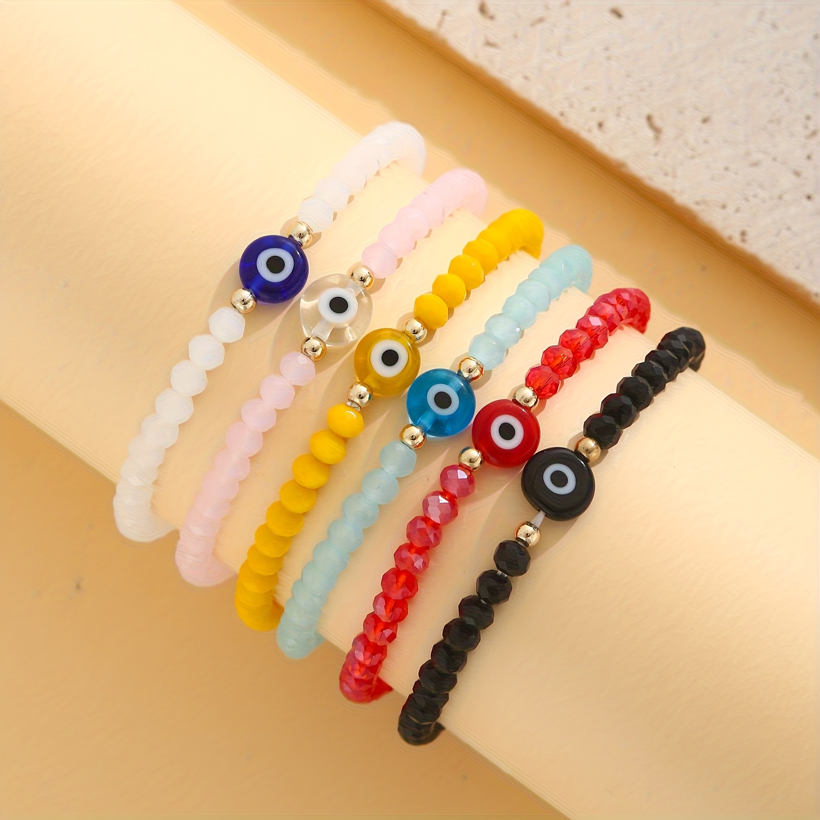 TEMU 6pcs Bracelet Set For Women - Bohemian /looking Beads (aug Stone), Wedding & Christmas Gift Jewelry, Wear, European Collection, Month Accessory