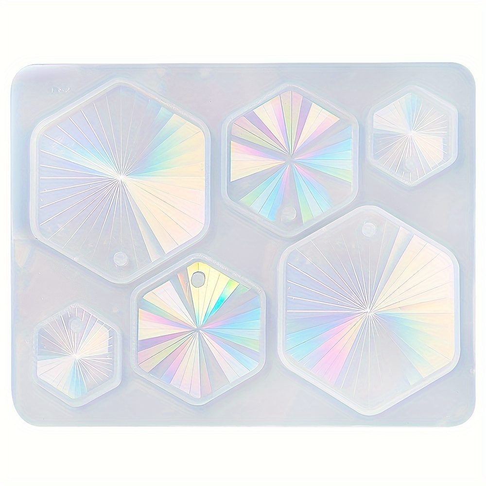 1pc Hexagonal Resin Holographic Silicone Mold For Tags, Pendants, And Laser Earrings