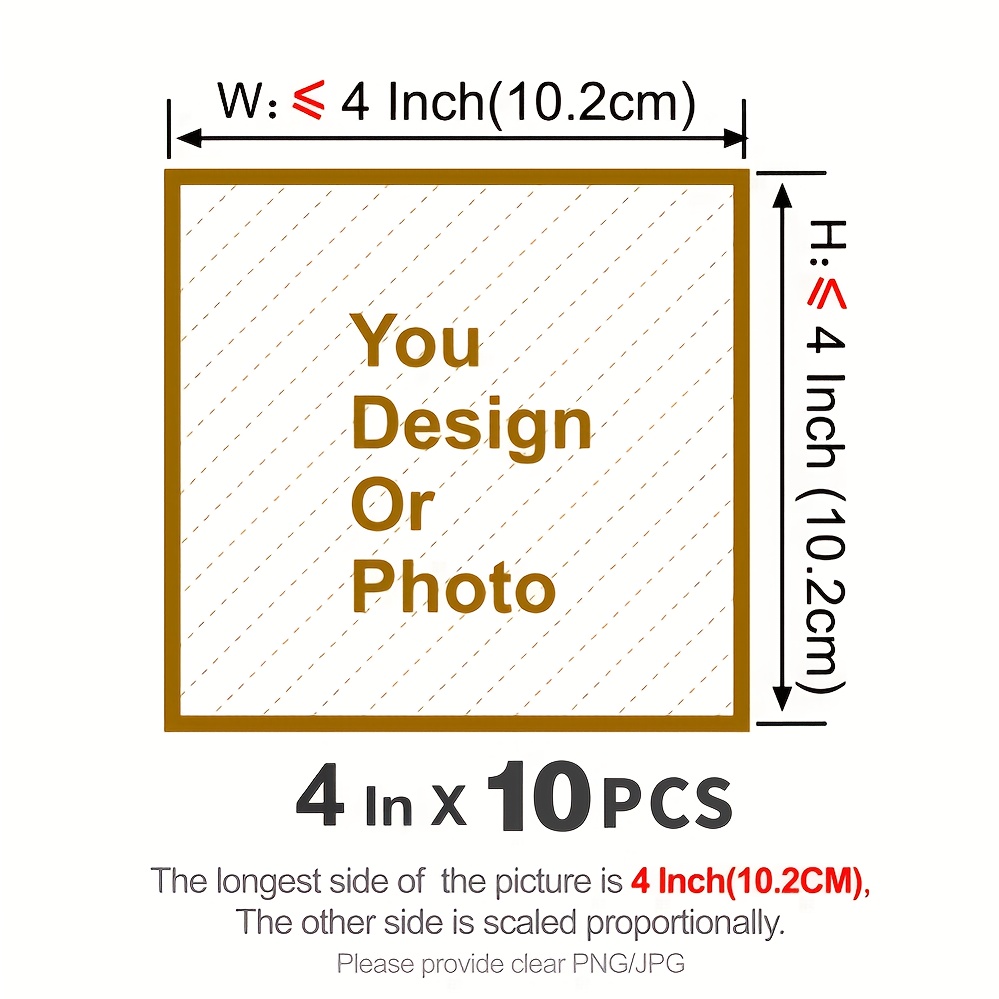 TEMU Custom Product 10pcs Transfer Pattern, Sizes Are 5.08cm, 10.16cm, 15.24cm, 17.78cm, 22.86cm, 27.94cm And 30.48cm, Suitable For Clothing, Denim,