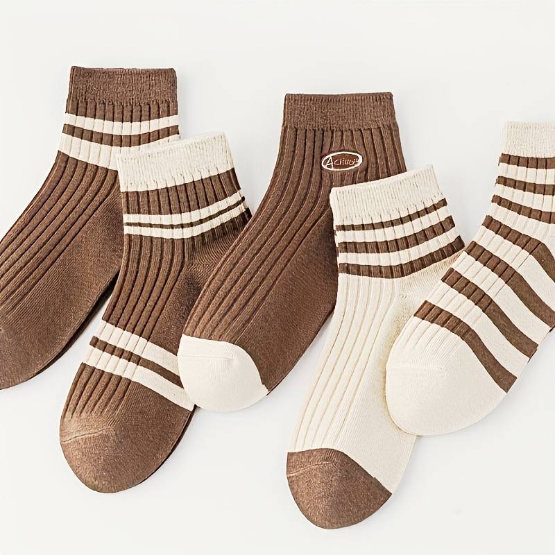 5-pack Brown Striped Women's Socks