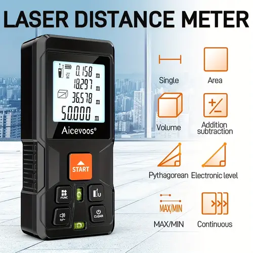 digital laser rangefinder 50m to 120m distance measurement battery powered rubber grip koningsdag day