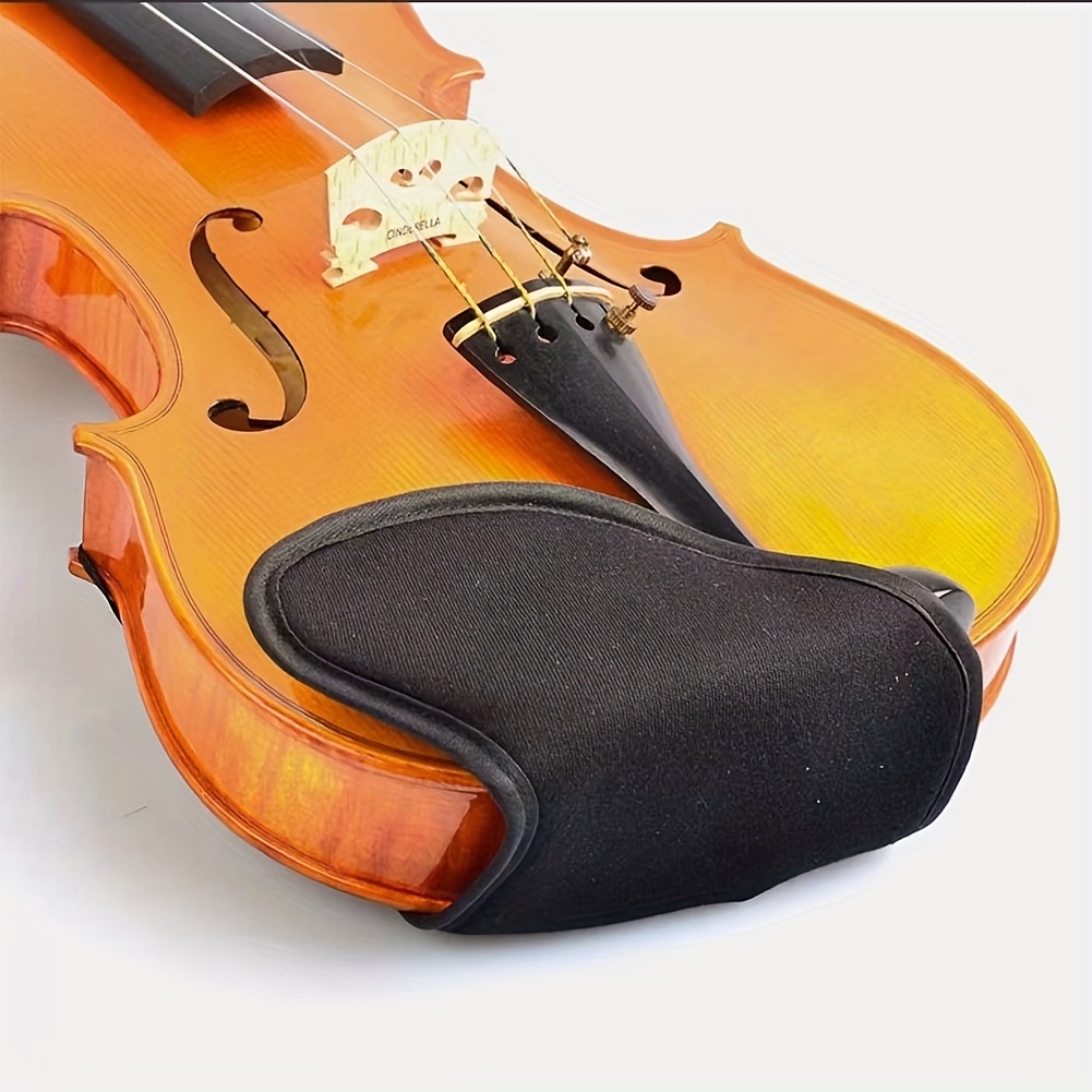 Violin Chin Rest Pad, 4/4‑3/4 Violin Chin Shoulder Rest Black Flannelette Pad Soft Cover Protector Violin Chin Shoulder Pad For 3/4 4/4