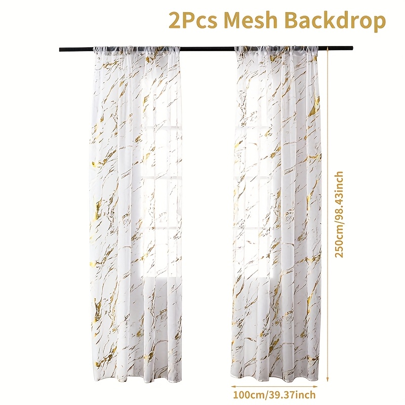 E-shop 2 Stück, goldene Heißprägungsvorhänge, 100 x 250 cm, goldene Folien-Druck Vorhänge, Wohnzimmer Schlafzimmer Dekorationsvorhänge, Event Party