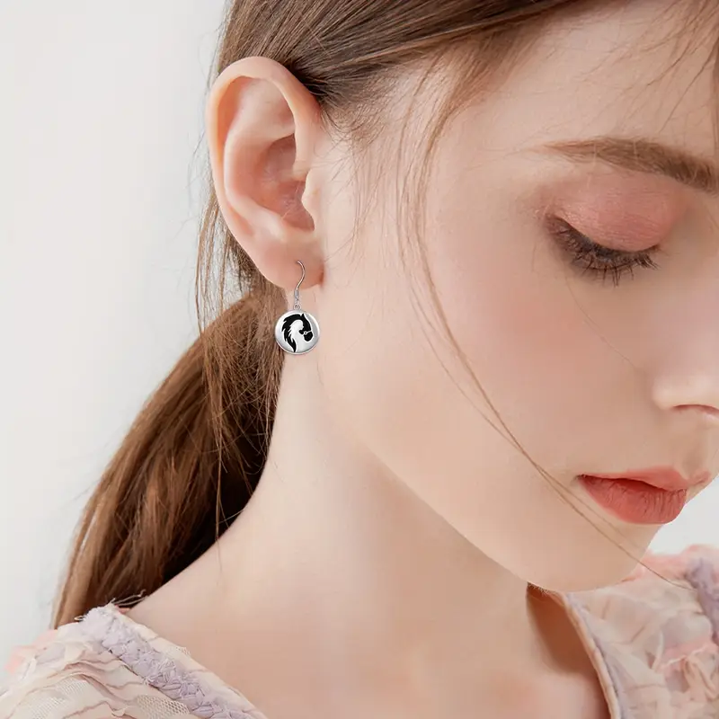 925 sterling silvery horse drop earrings dangle earrings jewelry gift for women Product details 4