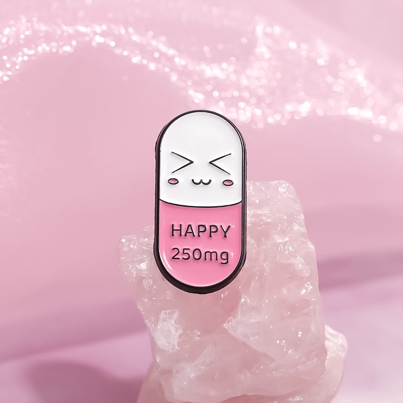 Creative Happy Capsule Medical Pin, Funny Expression Brooch