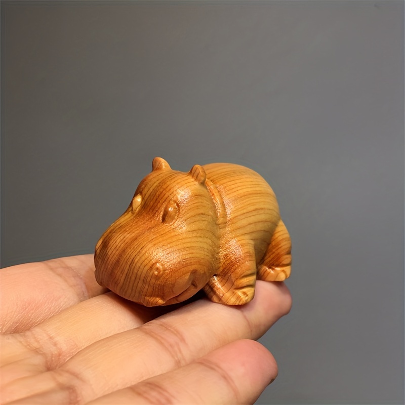 

Handcrafted Wooden Hippo Figurine - Collectible Tabletop Decor, Animal , Non-electric, Artisanal Wood Carving