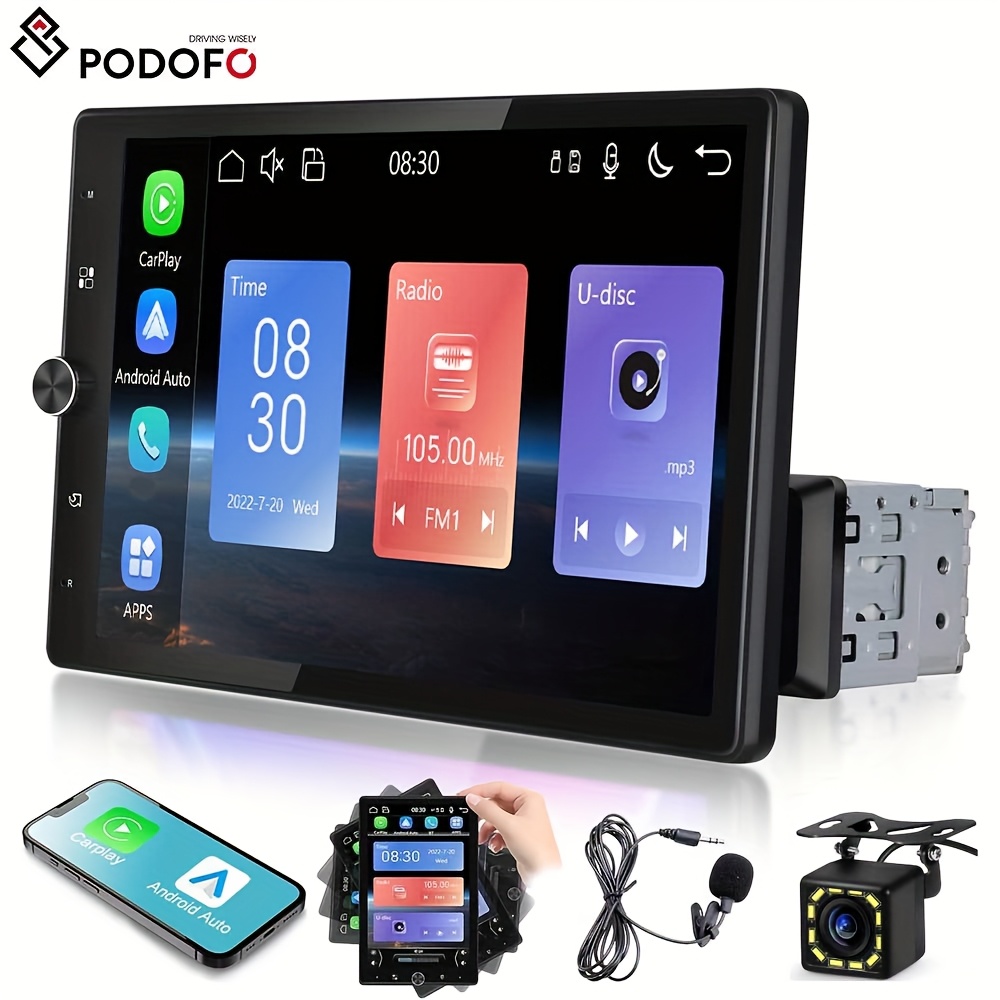 TEMU Carplayer Auto Single Din Car Stereo, 10, 4" Rotatabletouch Screen 1 Din Bltooth Mp5 Player Fm Radio Receiver With Tf/usb/aux- +backup Camera, Without Battery