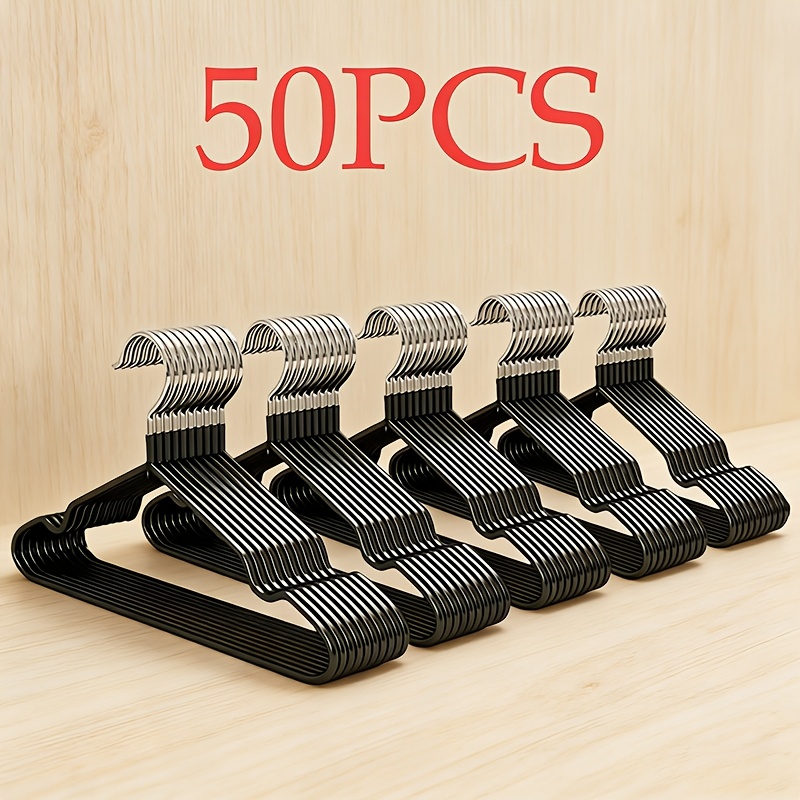 TEMU 100/50/30pcs, Metal Dip Hanger, Heavy Duty Thickened, Space Saving, Wet And Dry, Load-bearing Reinforcement, Home Storage, Wardrobe Organization