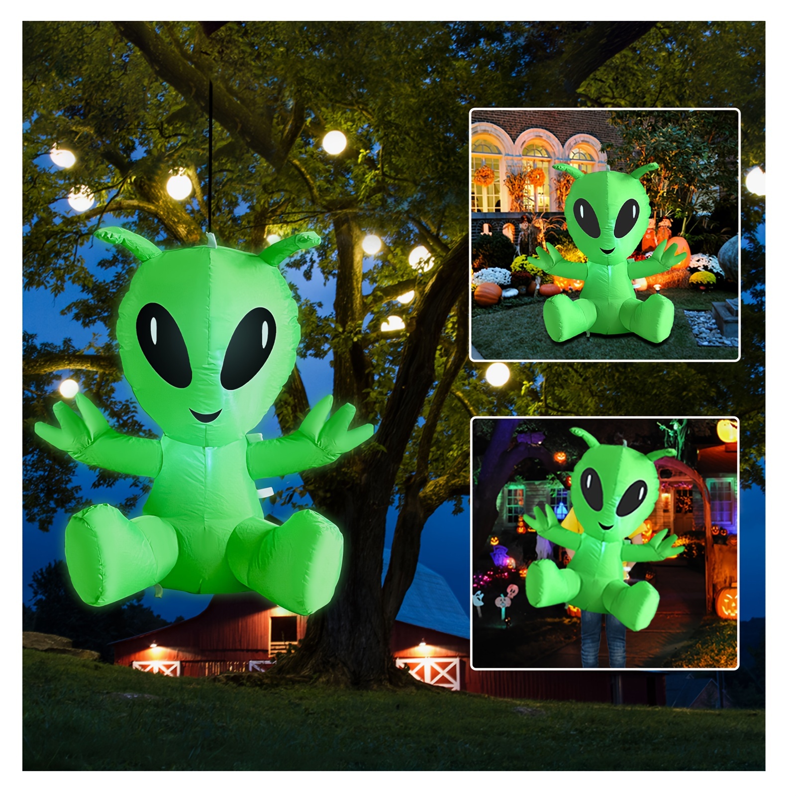 

1 Pcs Blow Up Inflatable Alien, Fun And Portable Mobile Inflatable Alien Decoration With Led Lights Built-in, Suitable For Cosplay Indoor Outdoor Party Yard Garden Decoration