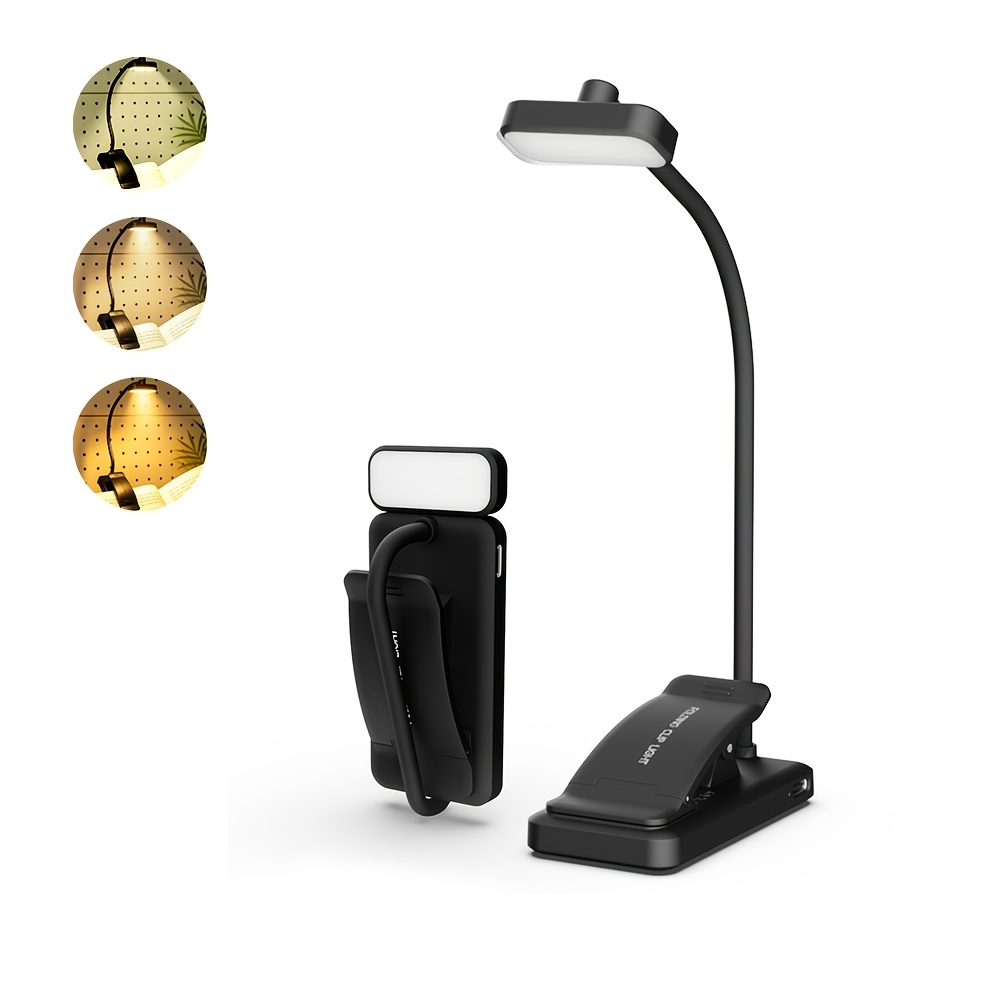 TEMU Book Light, Led Reading Light, Smart Light, Usb Fast Charging, 3 Adjustable Light Colors And Dimming, 360° Adjustable, Ideal For Bedrooms And As