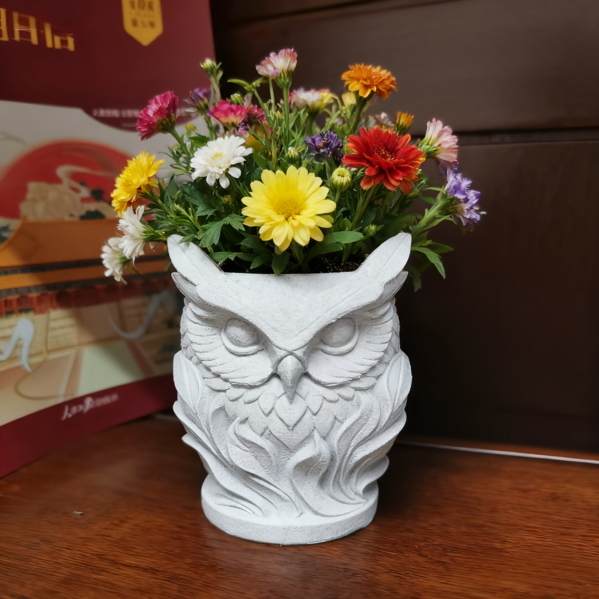 Bohemian Owl Planter - Realistic Owl-shaped Plastic Pot Suitable For /outdoor Use, Irregular Shape Plant Pot For,, Balcony - Decorative Planter For Plants