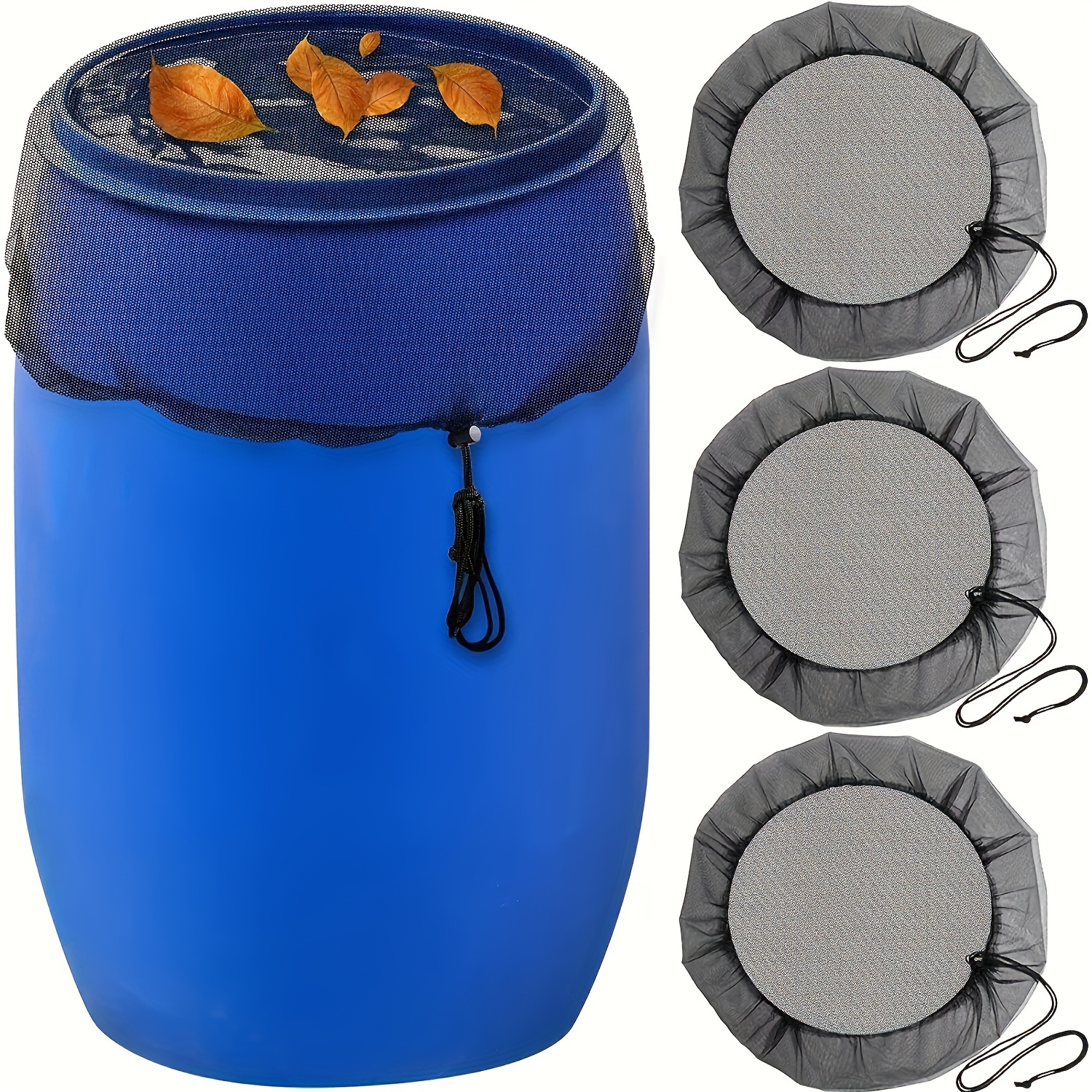 1pc Rain Barrel Covers with Drawstring - Durable Polyester Mesh for Leaf & Debris Protection, Ideal for Gardens, Lawns & Outdoor Spaces Rain Barrel Mesh Cover Patio Set Covers for Outside Waterproof