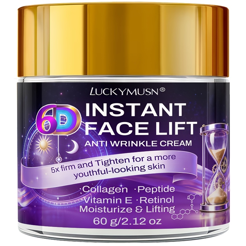 6d   cream   and   sagging skin leaving it looking   it moisturizes     and contains retinol collagen and hyaluronic acid peptides 60g 2 12oz