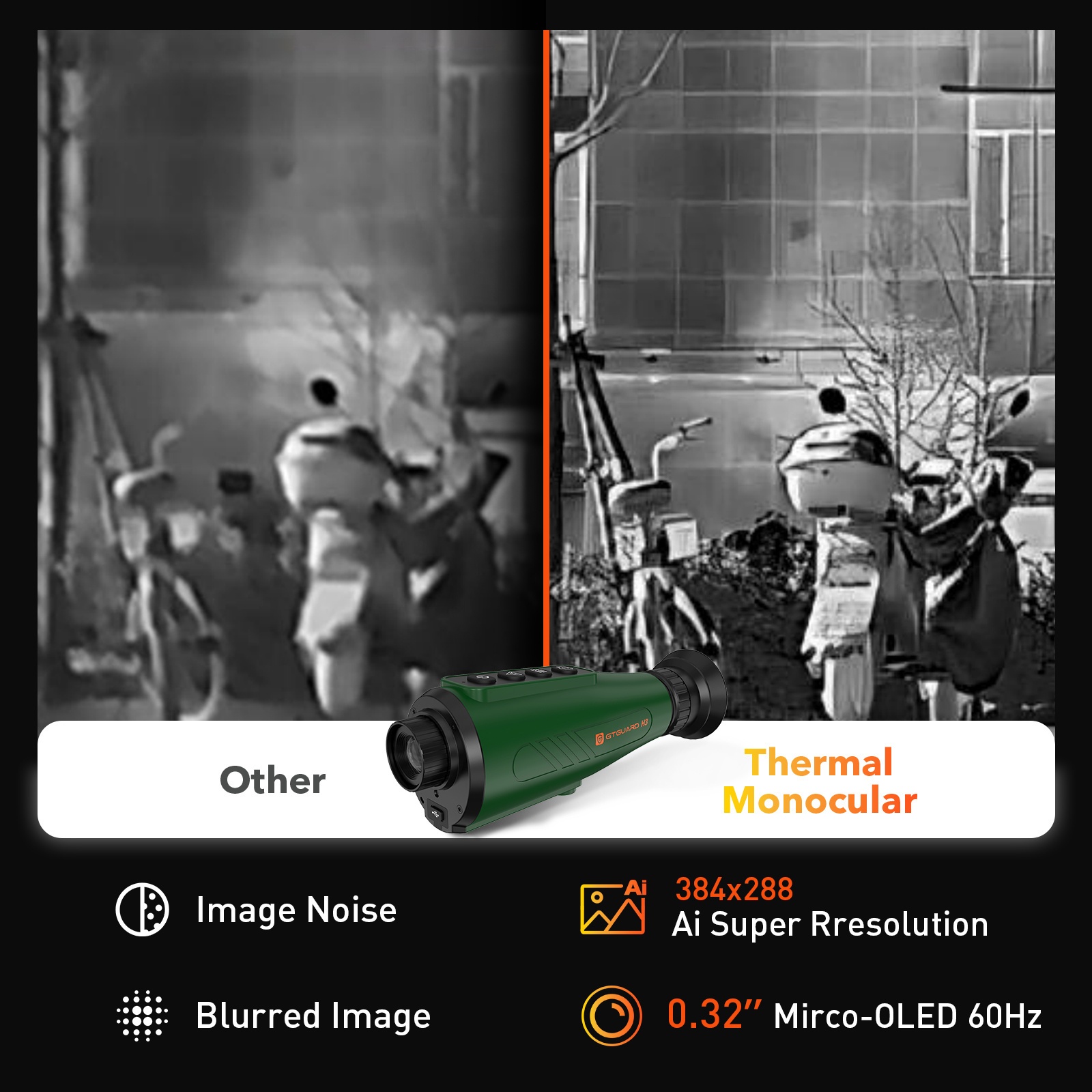 GTGUARD H3 4k HD Thermal Imaging Scope, 0.32