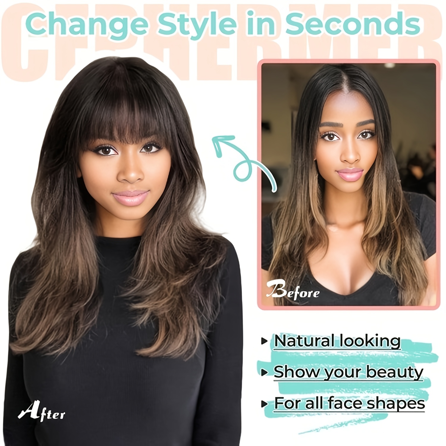 elegant french   in bangs with sideburns 100 human hair lightweight seamless for   for daily wear easy styling bangs clip human hair details 2