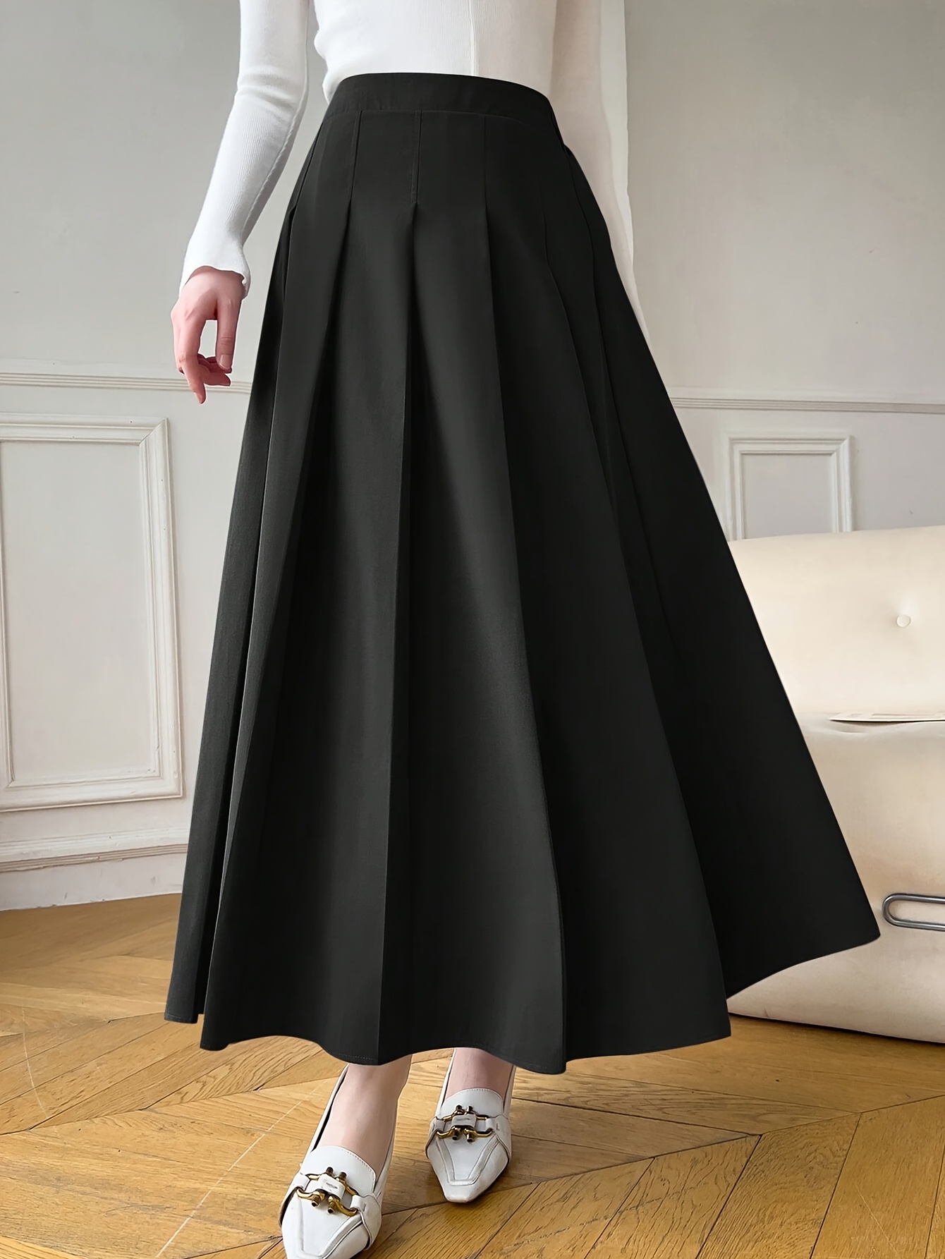 women's elegant -length maxi mermaid skirt a-line -like pleated