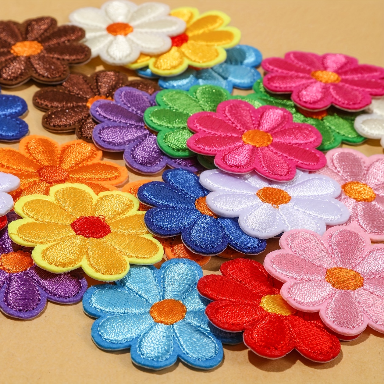 

36pcs Colorful Flower Embroidered Patches, Diy Iron-on Appliques For Custom Fashion And Home Decor