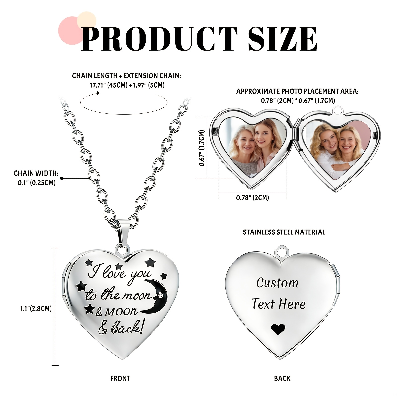 Heart-Shaped Photo Memory Pendant Necklace