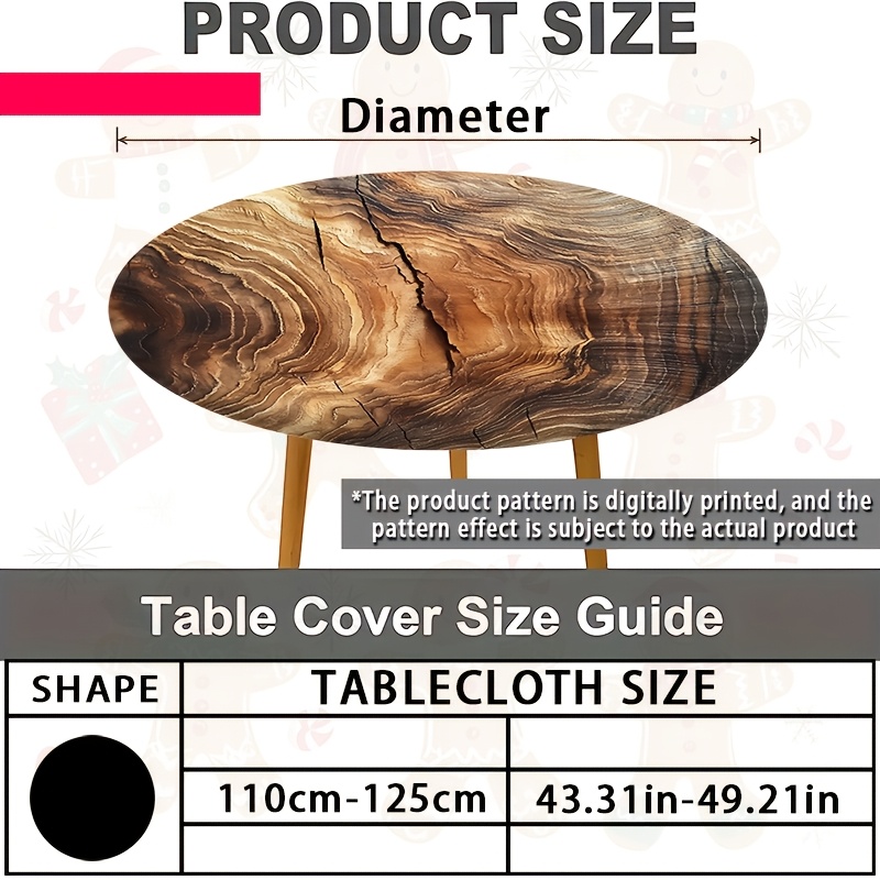 TEMU 2d Flat, 1pc Printed Round Tablecloth, Festive Atmosphere Decorative Tablecloth, Suitable For Birthday Parties, Home Dining Rooms, Study Rooms,