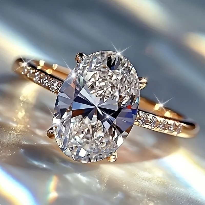 Romantic Oval CZ Promise Ring with Rose Golden Setting