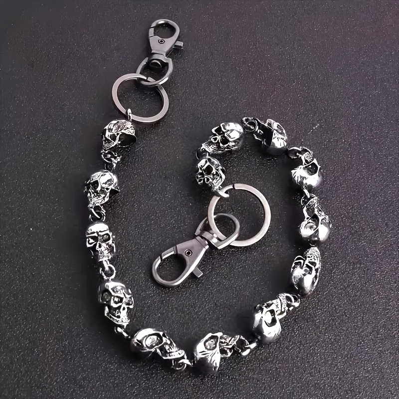 TEMU 1pcs Fashion Retro Skull Pants Chain Heavy Waist Chain Men's Jeans Chain Keychain Wallet Chain Trendy Accessories Halloween Gift