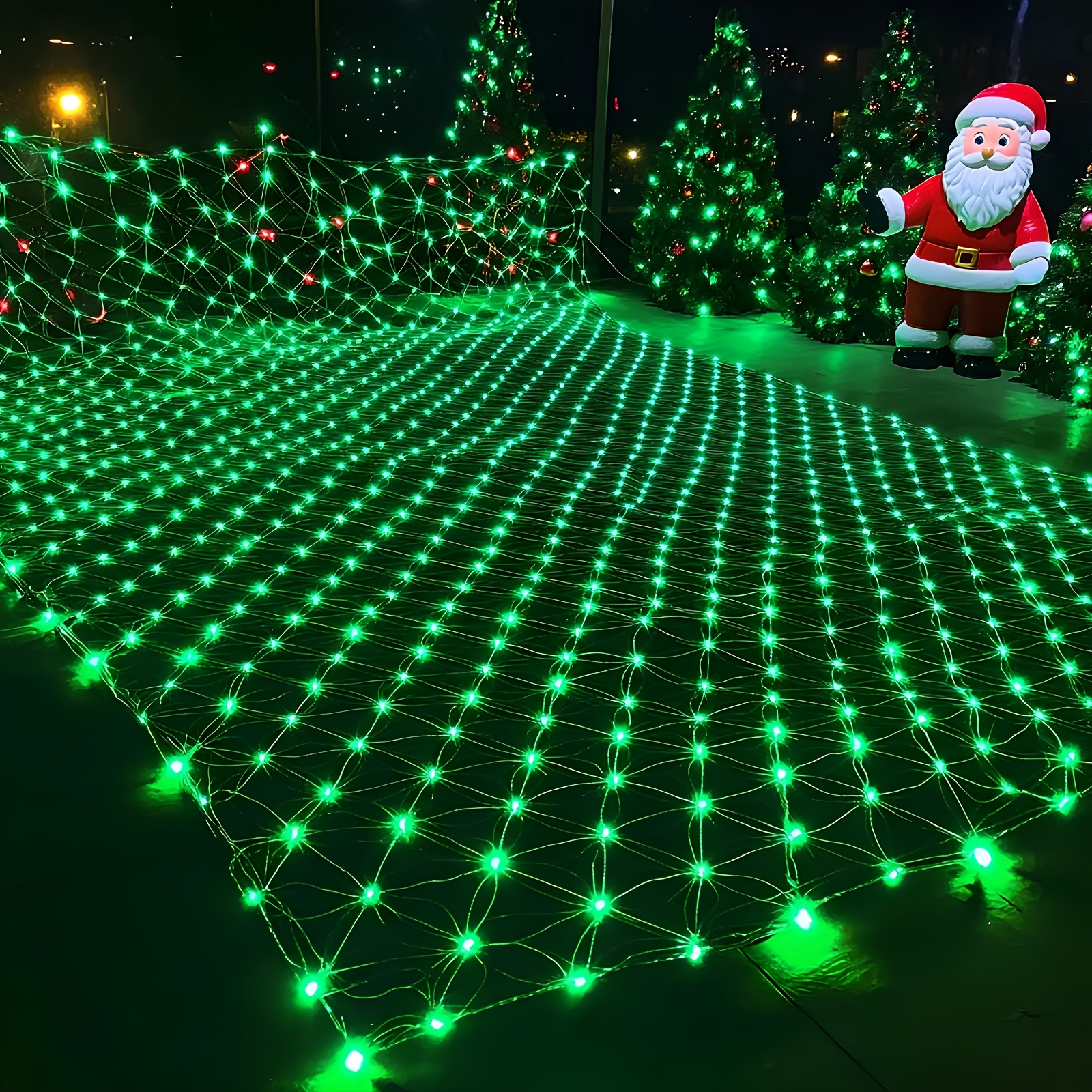 TEMU 1 Pack Outdoor Net Lights, Halloween/ Christmas String Lights, 12ft*15ft 8 Lighting Curtain Lights For Yard, Bush, Garden Grass Fence Decoration