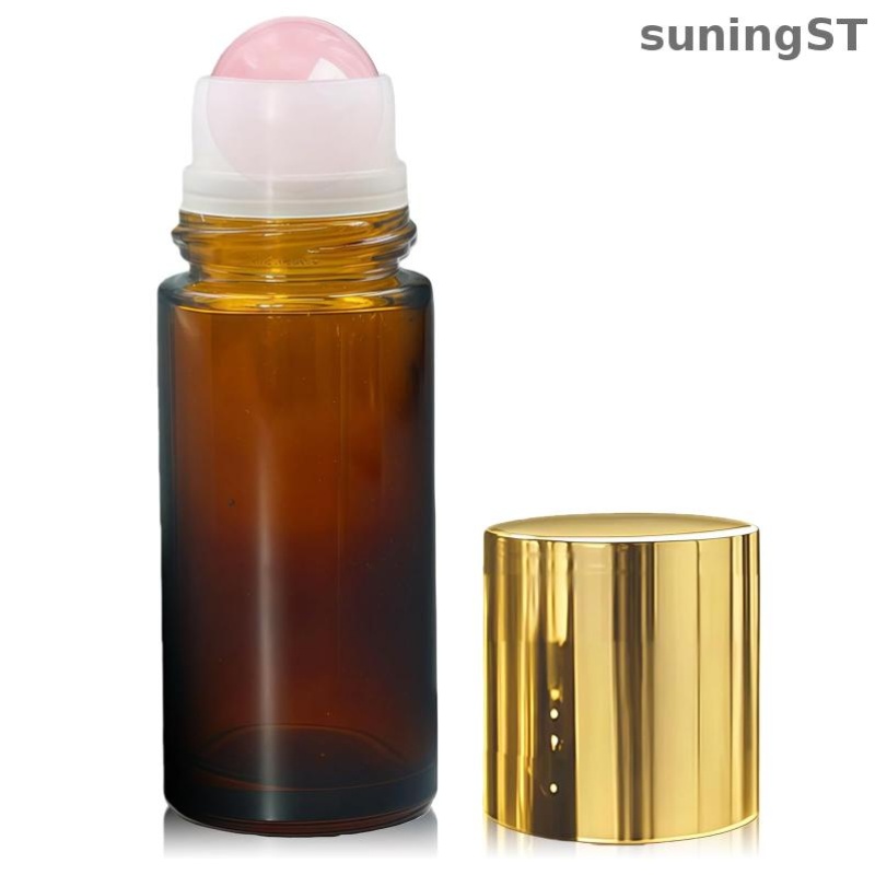 50ml Amber Glass Ball Bottle With Golden Leak-proof Lid & Ball Head Ideal For Essential Oils & Perfume Packaging