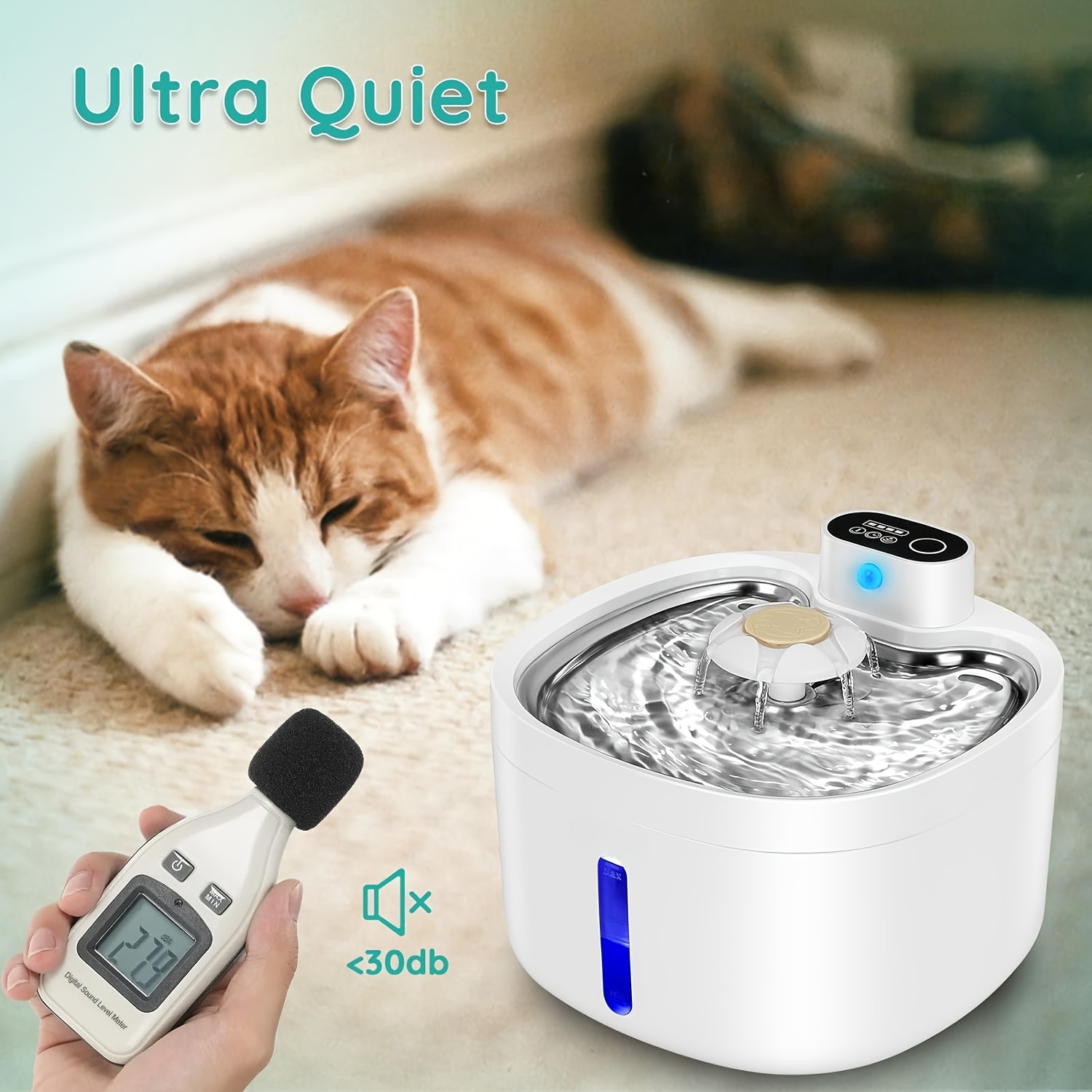 Smartoo 152oz/4.5L Wireless Cat Water Fountain - Stainless Steel, Battery & Motion Sensor, Ultra Quiet