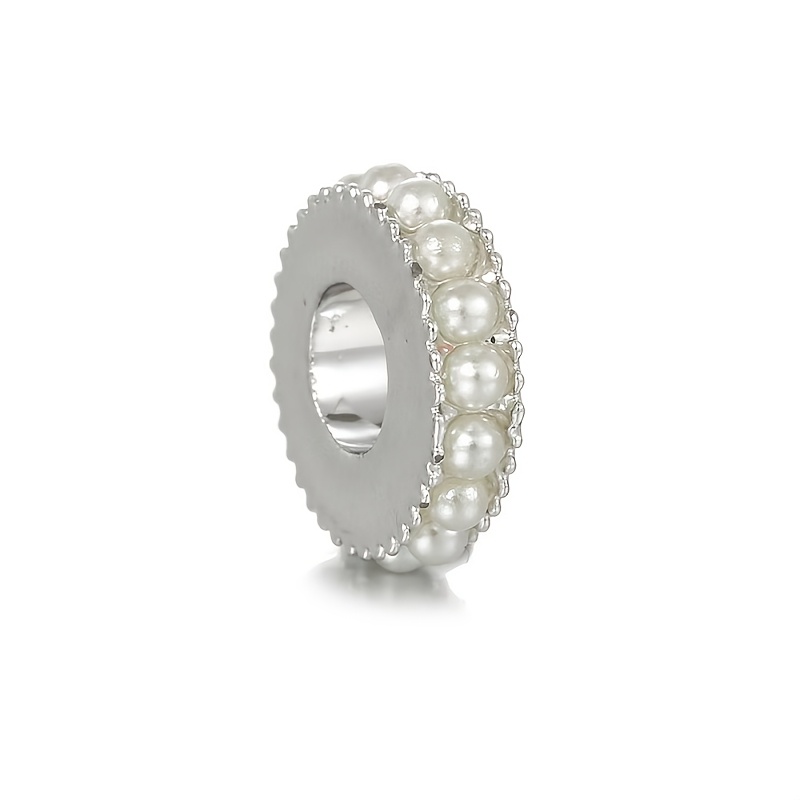 TEMU 10pcs Silvery And Golden Simple Round Spacer Beads Large Hole Accessories Loose Beads For Bracelets Necklaces