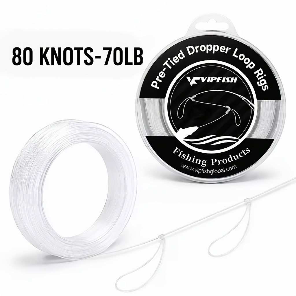 TEMU 1pc Pre-tied Dropper Loop Fishing Line With 80 Knots, Multiple Lb Options, Ideal For Saltwater, Surf, Pier, Boat & Bottom Fishing