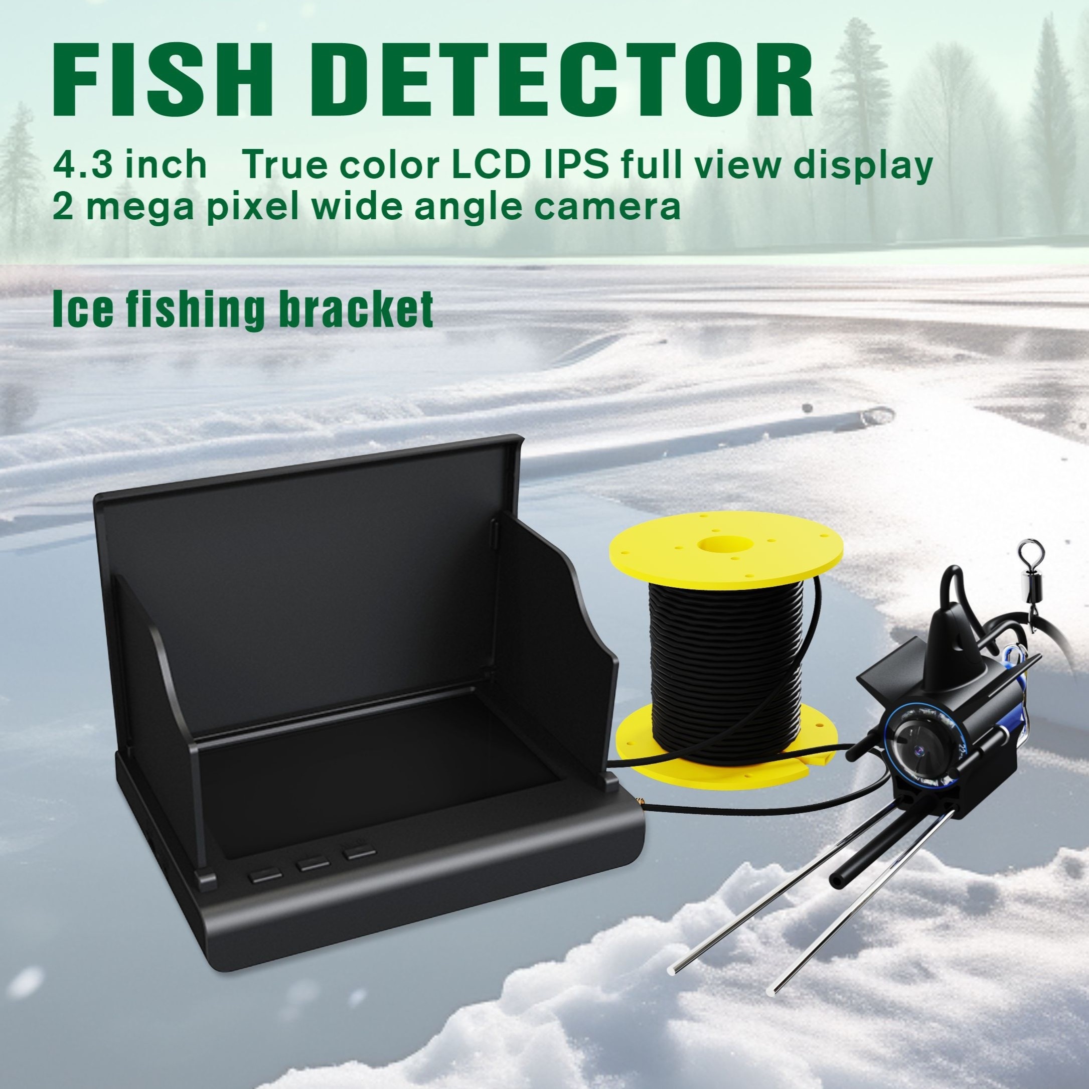 1 Set 1500LUX Underwater Fishing Camera With Infrared LED, 4.3 Inch IPS  Monitor, And 20m/30m Line, Ice Fishing Bracket, 2 Megapixel Wide Angle  Camera