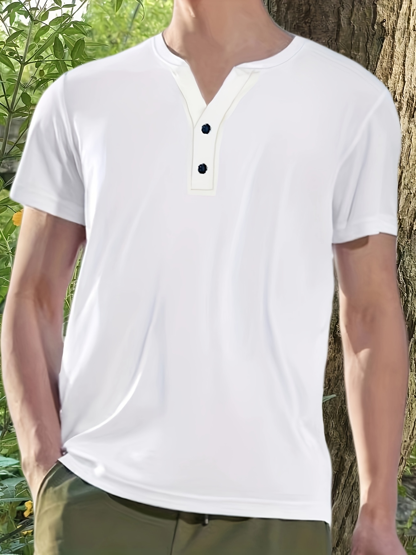 maglietta scollo a v in tessuto elasticizzato Temu Italy