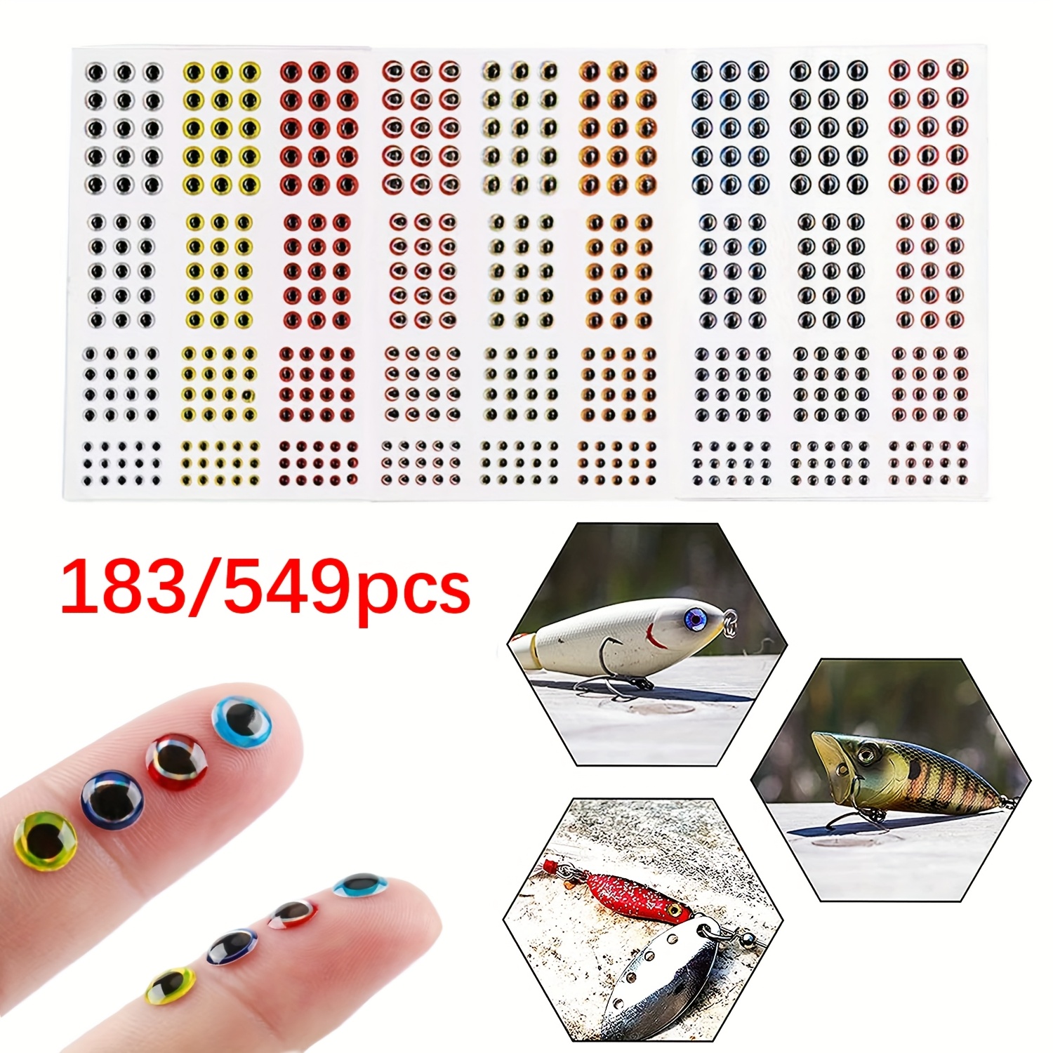 3d adhesive fishing lure eyes 303pcs Stickers & Kit, 3D/4D/5D Lure Eyes Fishing Lures Tape Reflective Fish Scales Sticker Holographic Film Flash Lure Tape Fly Tying Materials Lure Making Supplies designed to boost realism and attract more fish. E60 Silver/Black/Brown Half Moon Pupil