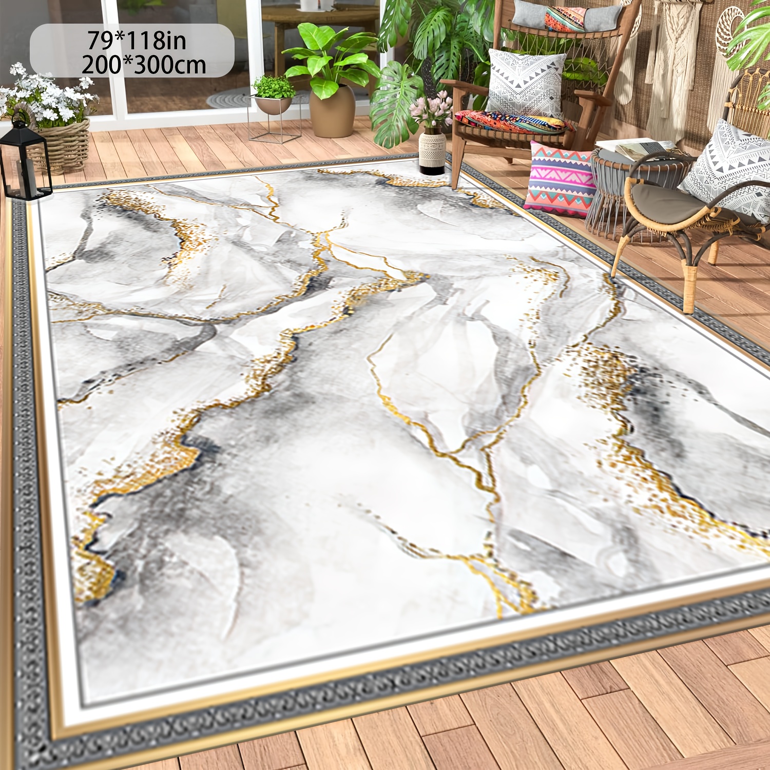 

Luxury Marble-printed Rug: 800gsm Crystal Velvet, Non-slip, Easy To Clean, Suitable For Living Room, Bedroom, Entryway, And Outdoor Use