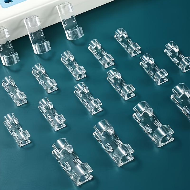 50/60pcs Clear Adhesive Cable Clamps - Durable Plastic Wire Organizers for Efficient Power Line Management, Plastic Cable Tissue Clamps for Walls And Under Table