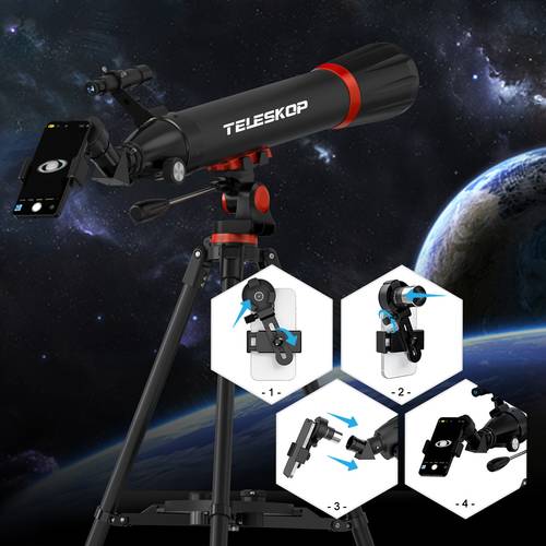telescope 90mm aperture 800mm telescopes for adults astronomy portable professional refractor telescope for beginners with stainless tripod carry bag