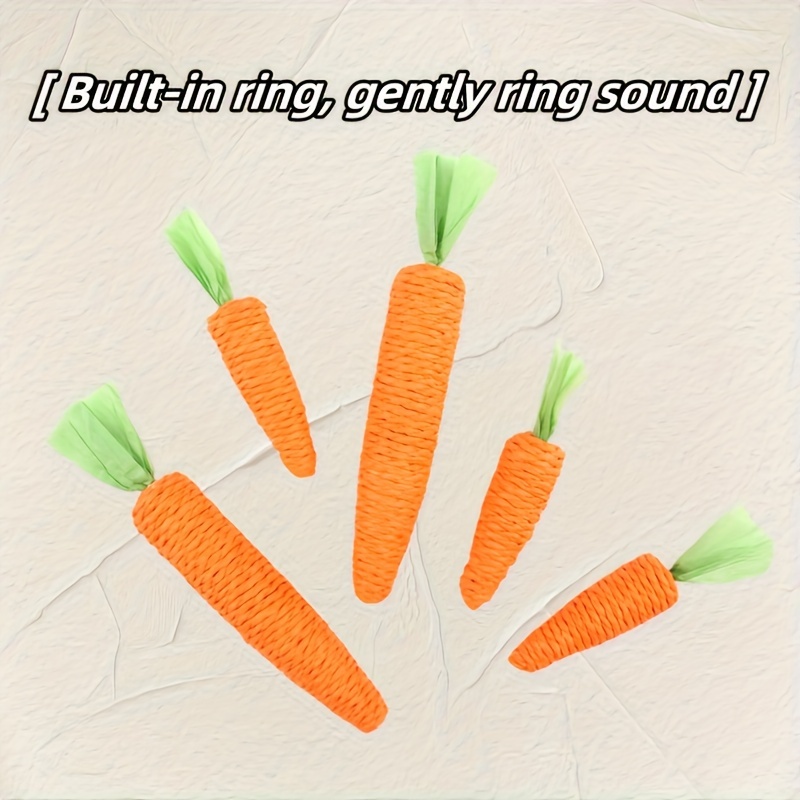 1pc Carrot-Shaped Cat Chew Toys, Interactive Paper Rope Pet Play Toy With Built-in Bell, Durable Teaser Plaything For Kittens And Cats