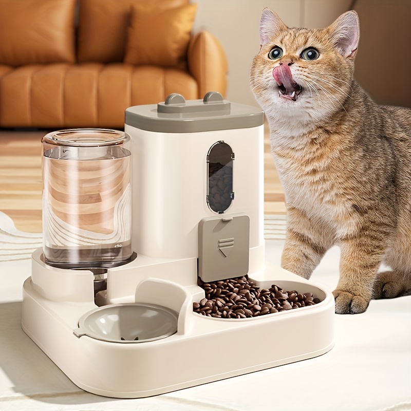 

Mangeoire et Distributeur d'Eau Automatique 2-en-1 pour Chats - Conçu pour le Cou, Station d'Alimentation et d'Hydratation Non Électrique pour Animaux de Compagnie