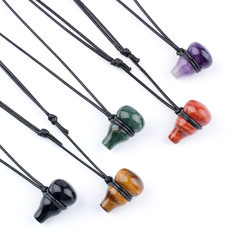 5pcs Natural Crystal Gourd Pendant Necklace Set, Adjustable