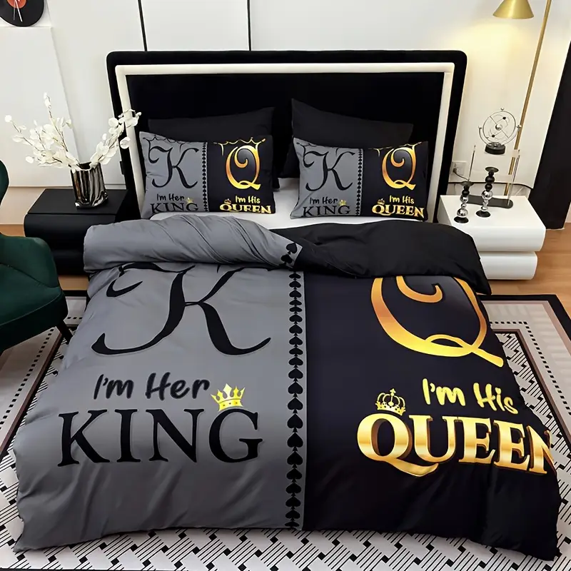 3pcs ultra soft breathable queen letter duvet cover set 1 duvet cover 2 pillowcases without pillow inserts home dorm high definition suitable for bedroom and living room room decor Product details 4