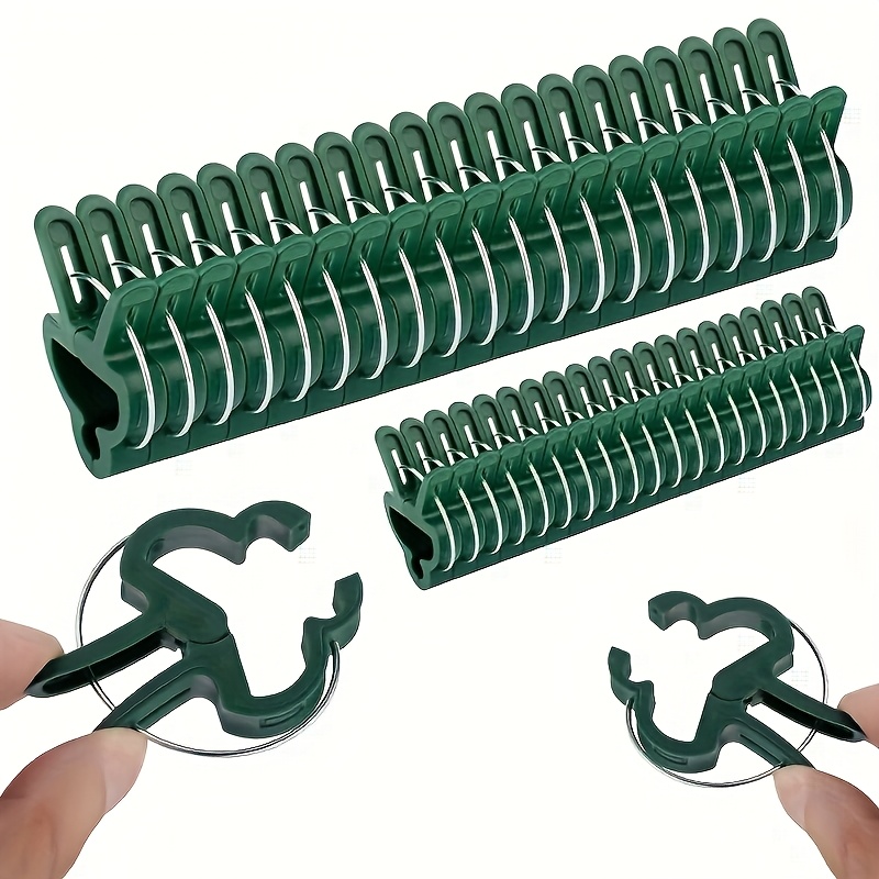 Image of 50pcs/30pcs Durable Plastic Garden Plant Support Clips - Green Ring Clips, Ideal For Training Stems And Br, Tomato And Cucumber Vine Support, Plant Support Structure For Outdoor Garden And Yard Plants