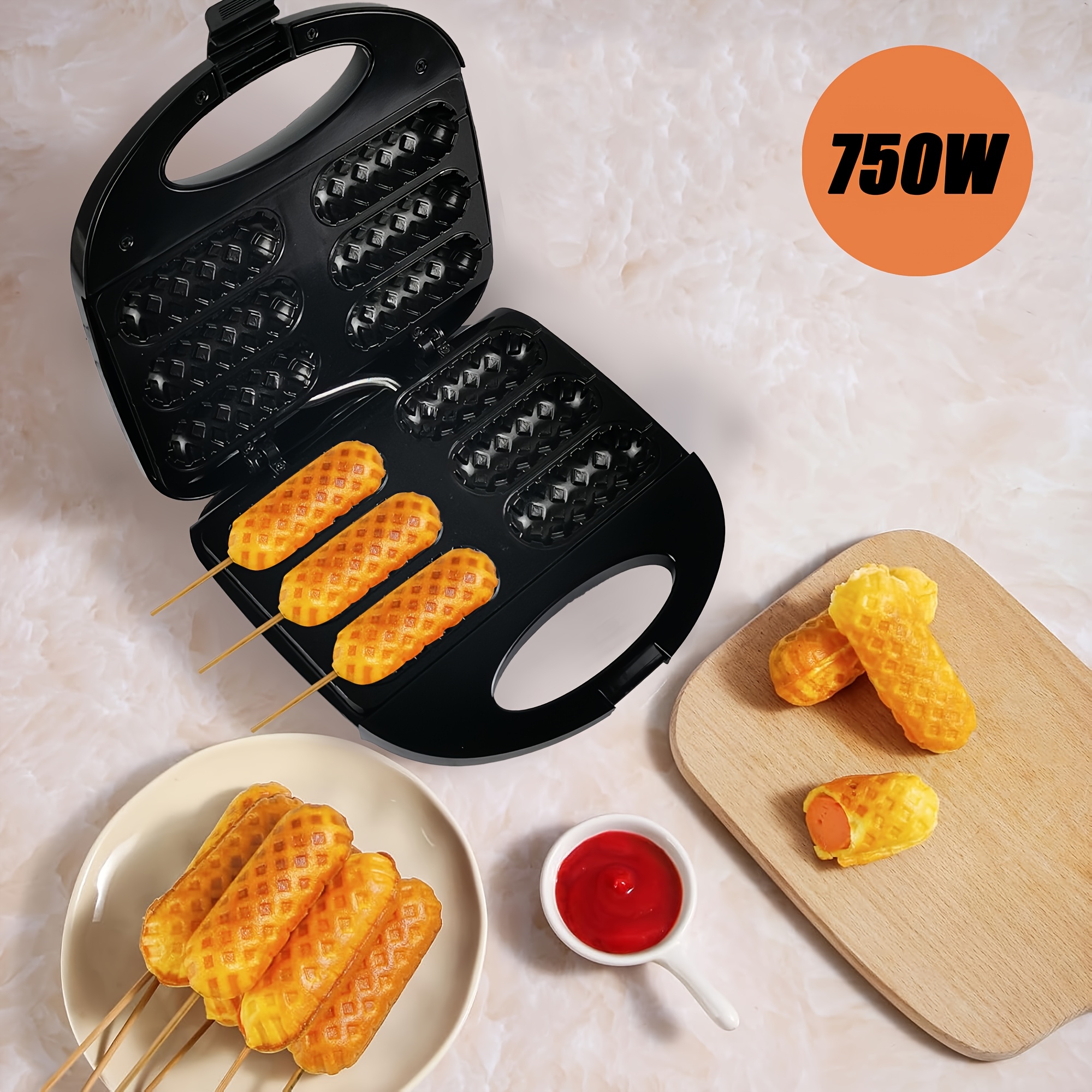 375w   corn hot dog maker quick heating intelligent temperature control non detachable us plug 120v below 1000w composite wood bakelite material with push button control for electric     Product details 0