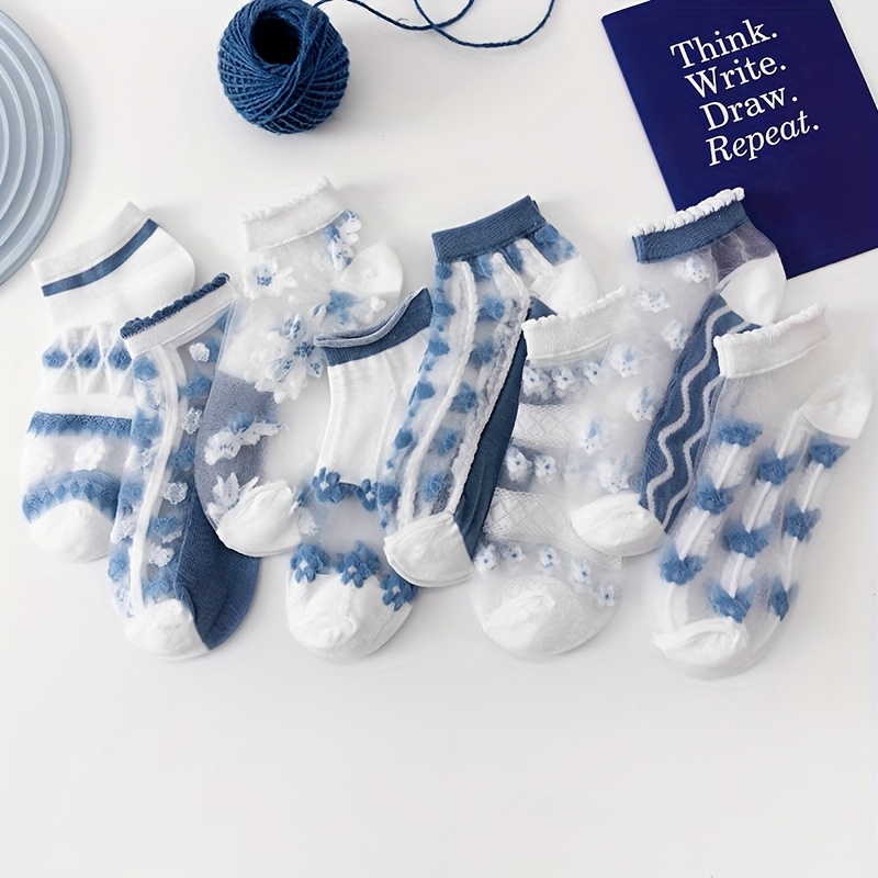 E-shop 3 Paar/5 Paar/8 Paar Sommer Dünne Kurze Socken, Atmungsaktive Unsichtbare Socken Damen Strümpfe