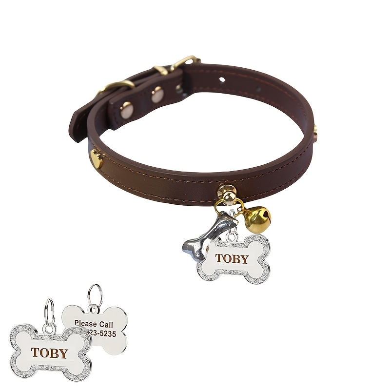 TEMU [Personalizzato] 1pz Collare Estivo Nuovo Personalizzato Inciso per Animali Domestici - con Cinturino di Regolabile e Targhetta ID Incisibile -