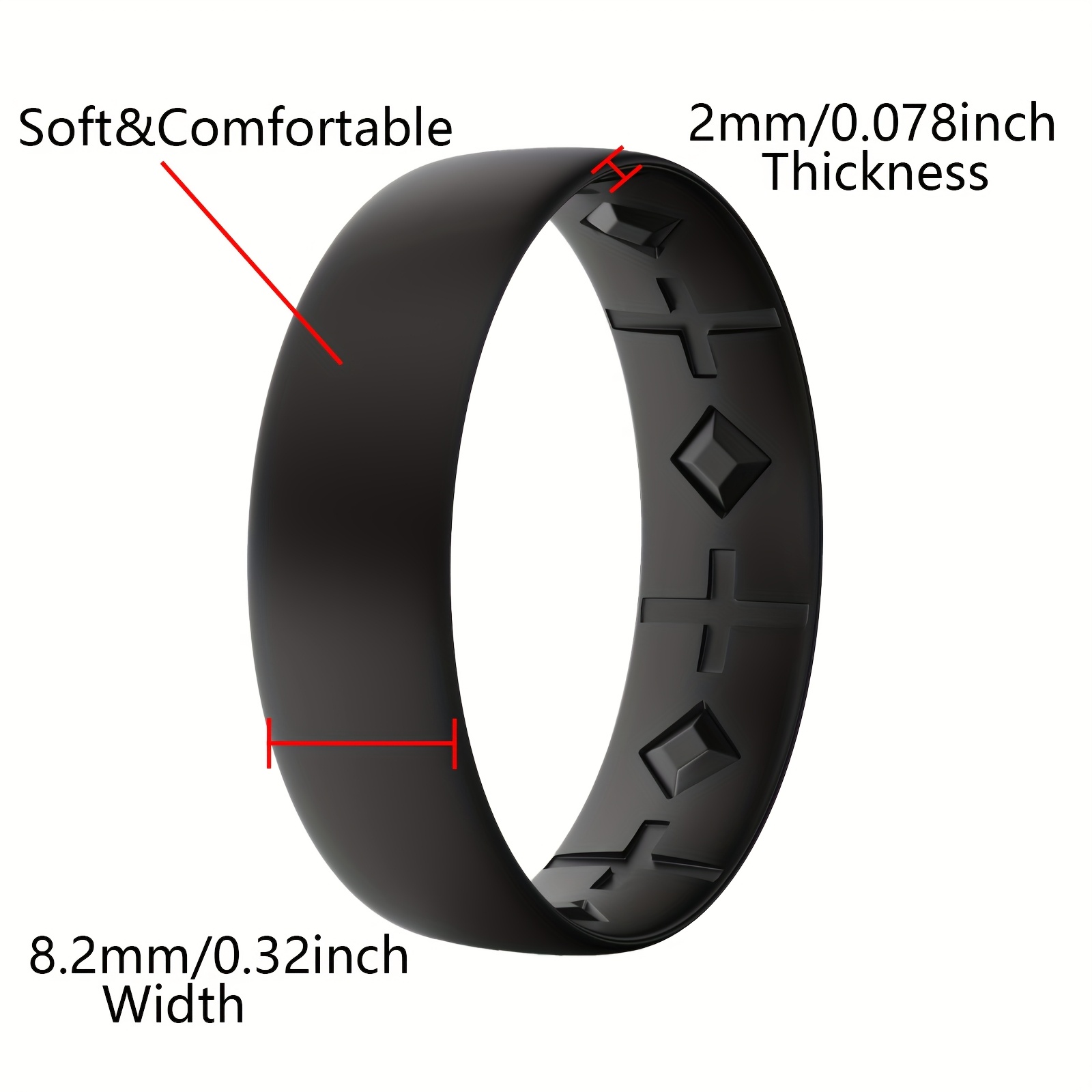 4pcs Men's Silicone Ring Set with Cross and Rhombus Engraved Patterns