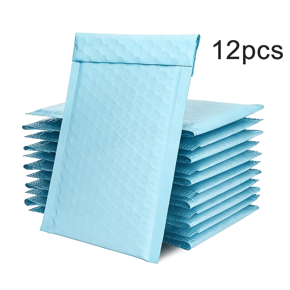TEMU 12pack Blue Bubble Mailers, 4x8" Inches, Padded Poly Bubble Mailers, Packaging For Small Business, Shipping Envelopes, Packaging Bags, Padded