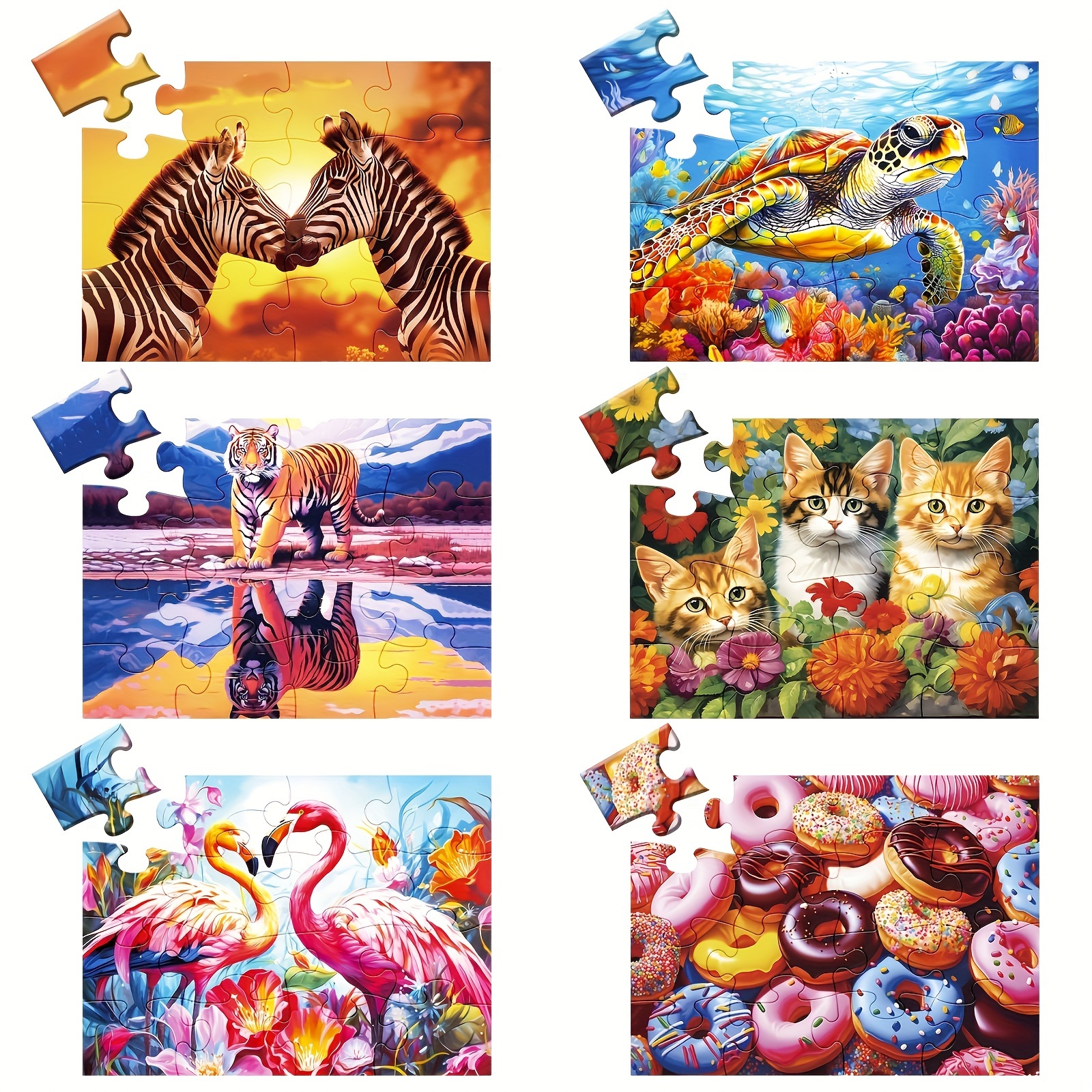 

6 Pack 16 Large Piece Puzzles For Seniors Puzzle For Kids Puzzles Dementia ' Puzzle For Elderly Adults Cognitive Game Gift For Patients In Nursing Home With 6 Storage Bags