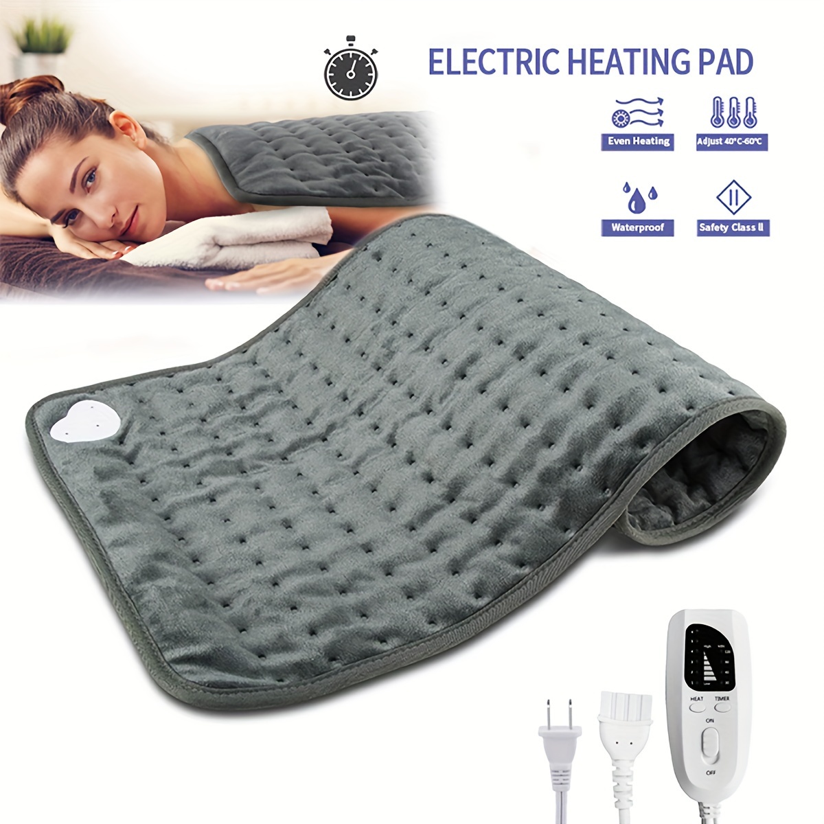 

1pc Electric Heating Pad With 6 Temperature Settings, 120-min Auto-off Timer, Therapeutic Heat For Neck, Shoulders, Back, Abdomen, Legs, Contemporary Style, Ideal For Personal Use & Gifting
