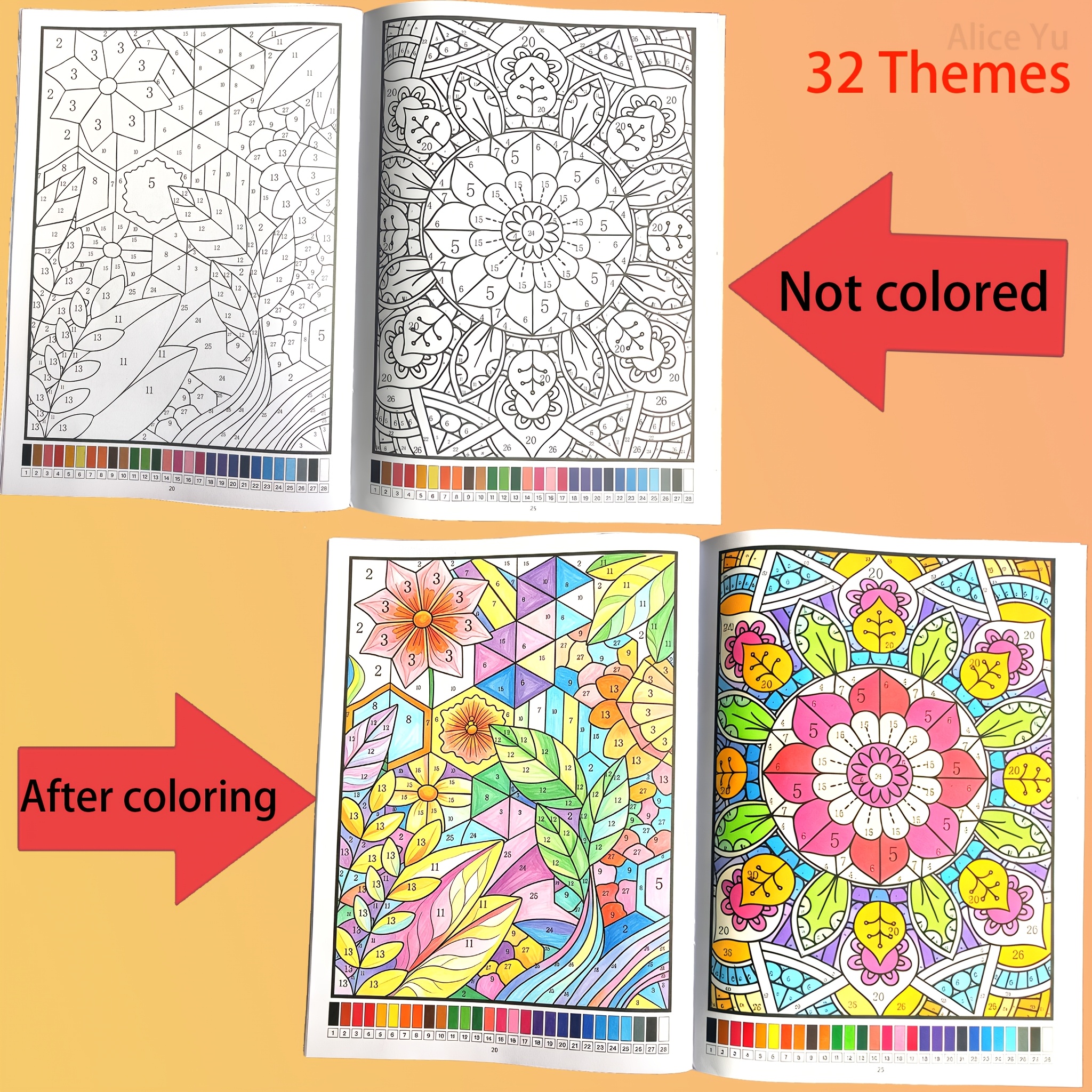 Image of 32 Themes Book For Kids & Adults, Diy Relax Painting Book, Mindfulness Color By , Perfect Birthday Holiday Gift For Boys Girls